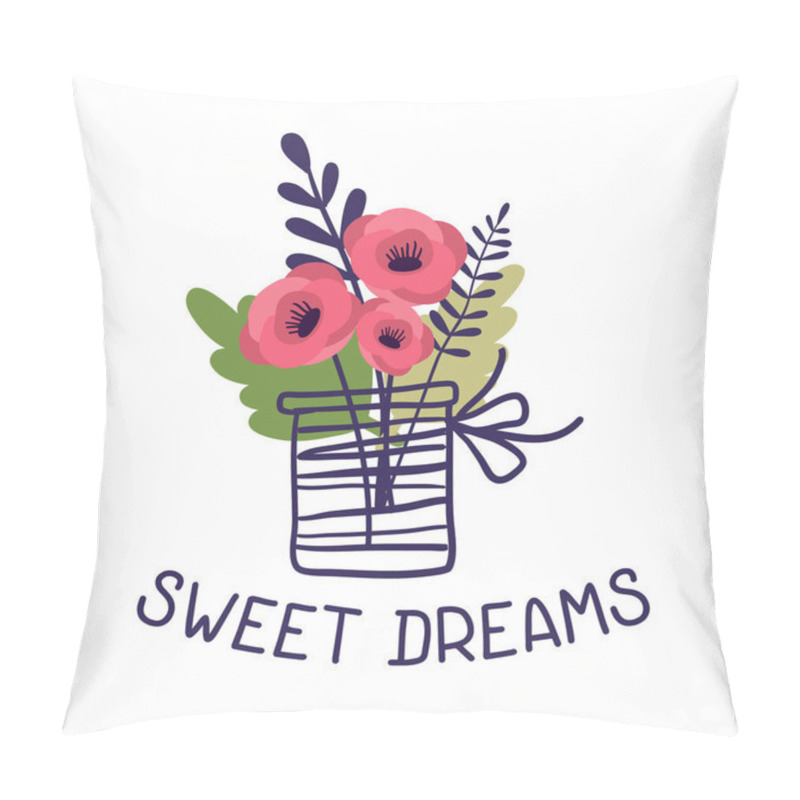 Personality  Vector Floral Illustration Of Decorative Vase With Red Poppy Flowers On White Background Pillow Covers