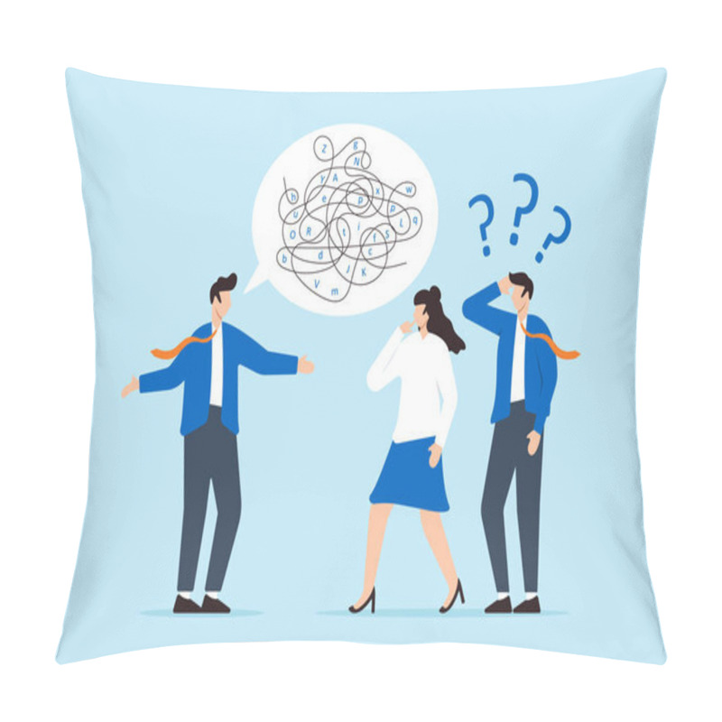 Personality  Businessman Confuse Others With Jargon In Speech Bubble Dialogue Pillow Covers