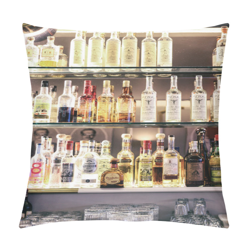 Personality  Alcohol Bottles In A Bar Pillow Covers