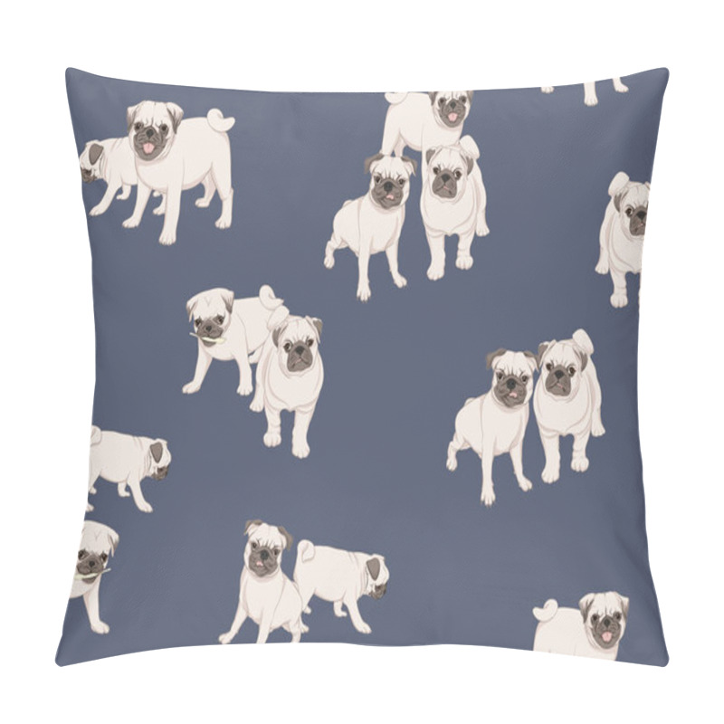 Personality  Pug Dog Vector Illustration. Pillow Covers