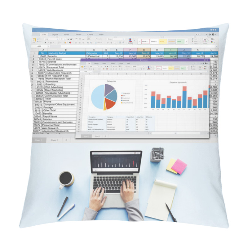 Personality  Laptop On Table With Business Pillow Covers