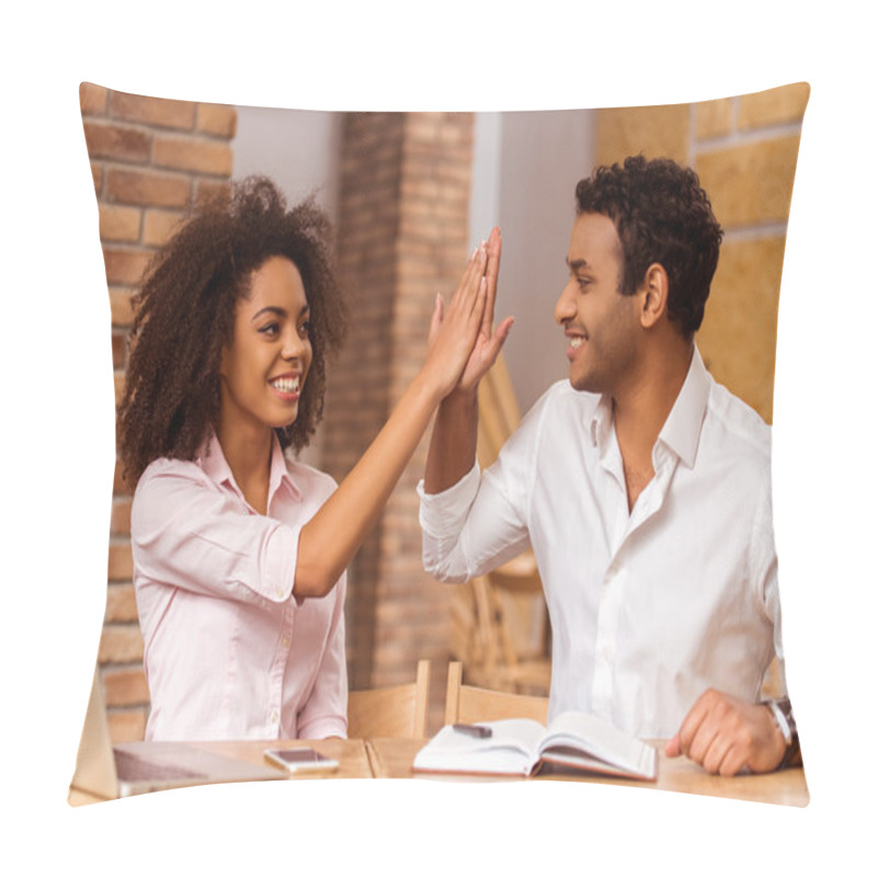 Personality  Attractive Afro-American Couple Working Pillow Covers