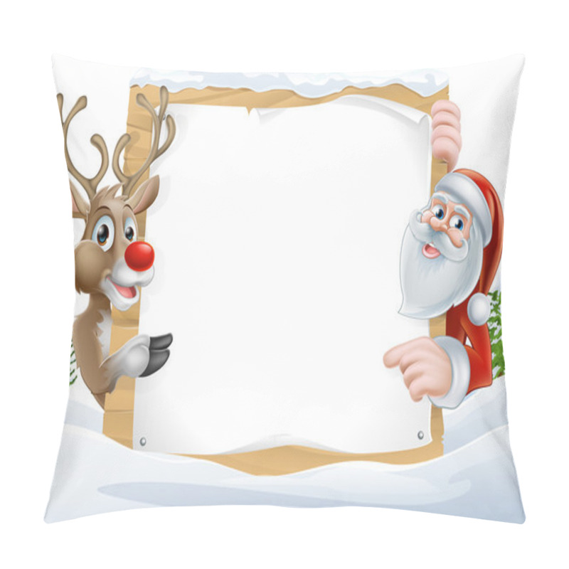 Personality  Christmas Santa And Reindeer Sign Pillow Covers