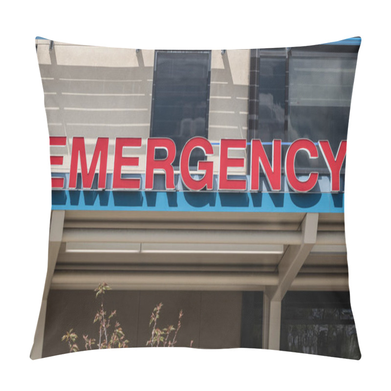 Personality  Emergency Room And Emergency Department Entrance Sign For A Hospital In Alert Red. Pillow Covers