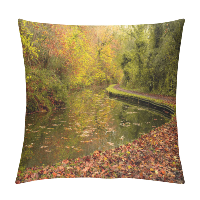 Personality  Vibrant Autumn Destination Scenics Along The Caldon Canal Waterway Near, Froghall, Staffordshire, England, UK. Pillow Covers