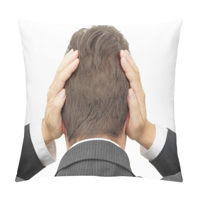 Personality  Businessman Blocking His Ears With Hands Pillow Covers