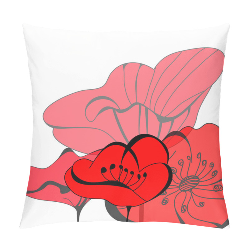 Personality  Red Poppy Flowers Pillow Covers