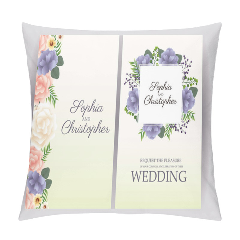 Personality  Wedding Invitation With Squares Floral Frames Pillow Covers