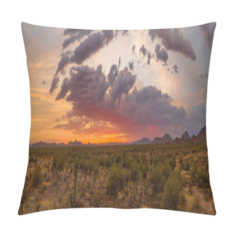 Personality  A Panorama Of A Sunset Over The Sonoran Desert Pillow Covers