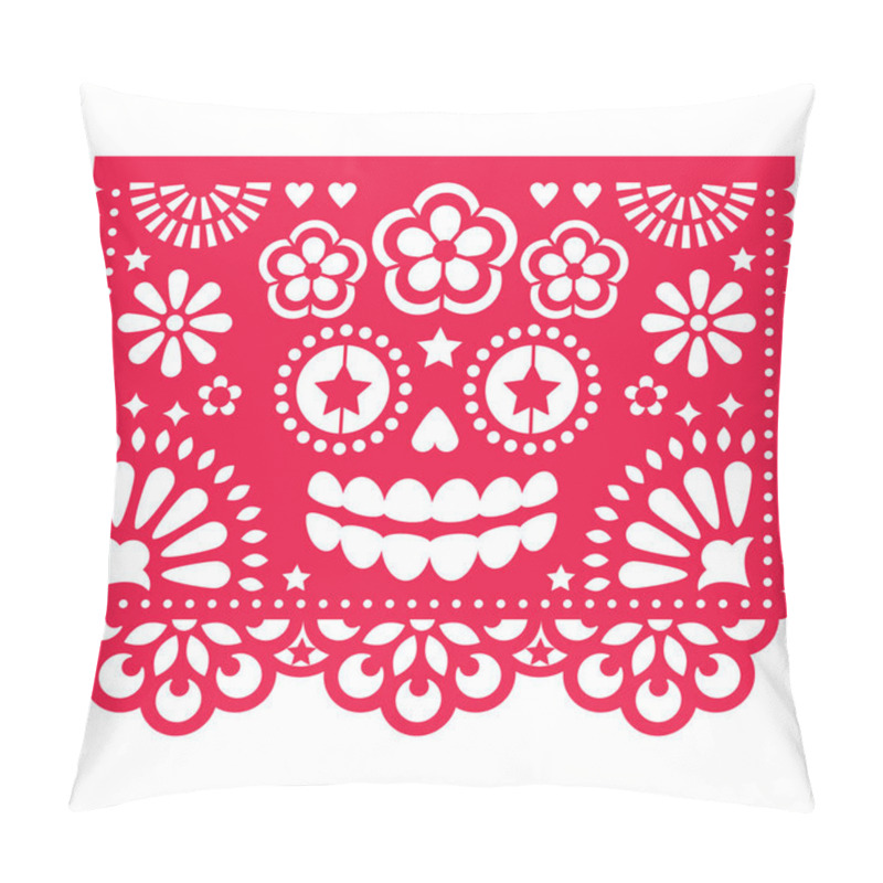 Personality  Halloween Papel Picado Design With La Catrina Skull, Mexican Paper Cut Out Pattern - Dia De Los Muertos, Day Of The Dead Celebration Pillow Covers