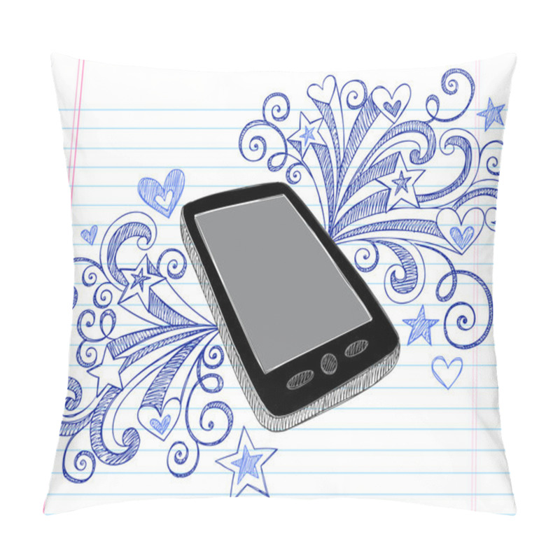 Personality  Cell Phone Mobile PDA Sketchy Notebook Doodles Vector Illustration Pillow Covers