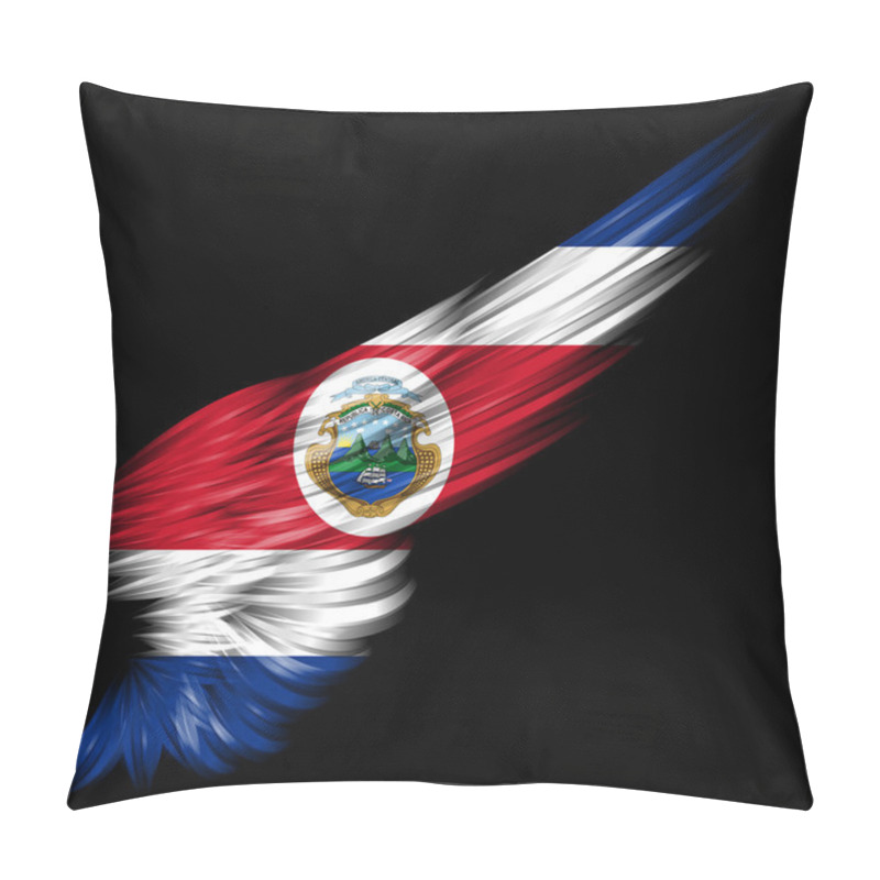 Personality  Flag Of Costa Rica On Abstract Wing With Black Background Pillow Covers