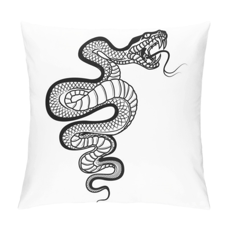 Personality  Snake Illustration Isolated On White Background. Viper. Design Element For Logo, Label,emblem, Sign, Badge. Vector Illustration Pillow Covers