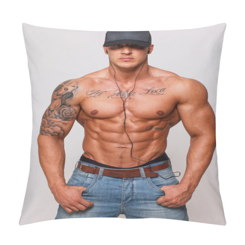 Personality  Hot Shirtless Guy In Cup And With Headphones Pillow Covers