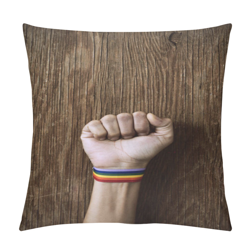 Personality  Man With A Rainbow Band In His Wrist Pillow Covers