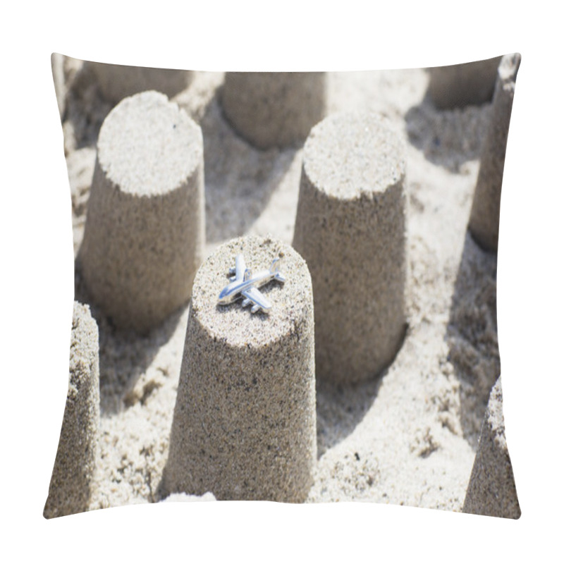 Personality  Plane On A Cone Figure Made Of Beach Sand.  Pillow Covers