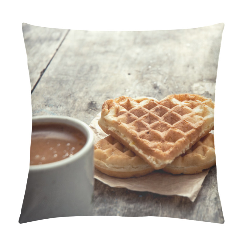 Personality  Heart Shaped Waffles And Coffee Pillow Covers