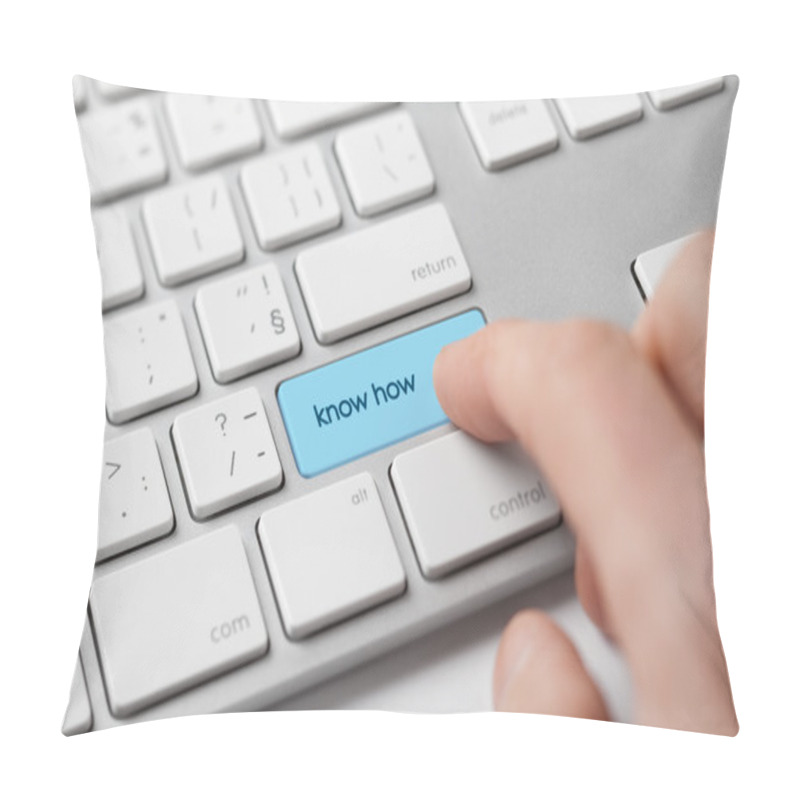 Personality  Man Pressing Keypad With Text Know How On Keyboard Pillow Covers