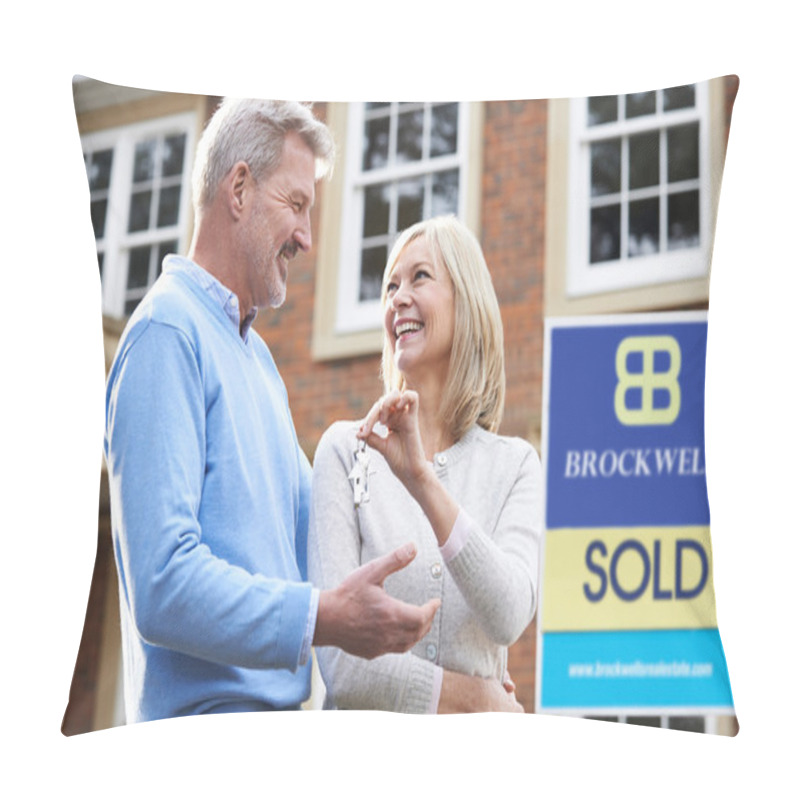 Personality  Mature Couple With Keys To New Home Pillow Covers