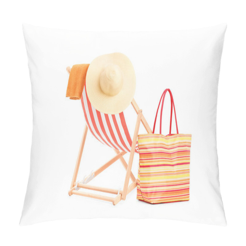 Personality  Sun Lounger With Orange Stripes Pillow Covers