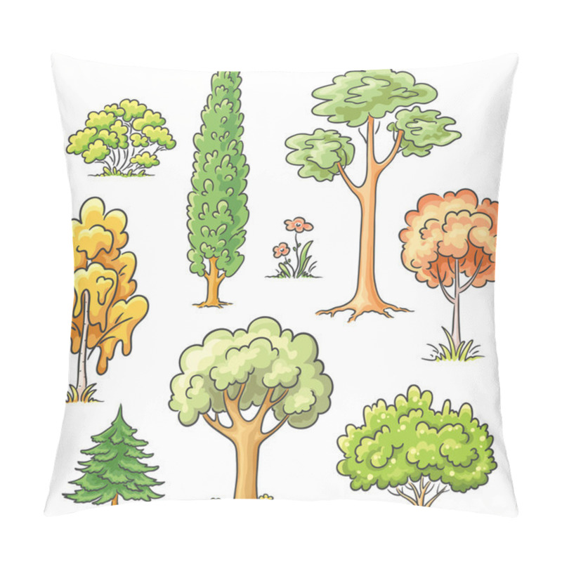 Personality  Set Of Different Trees Pillow Covers