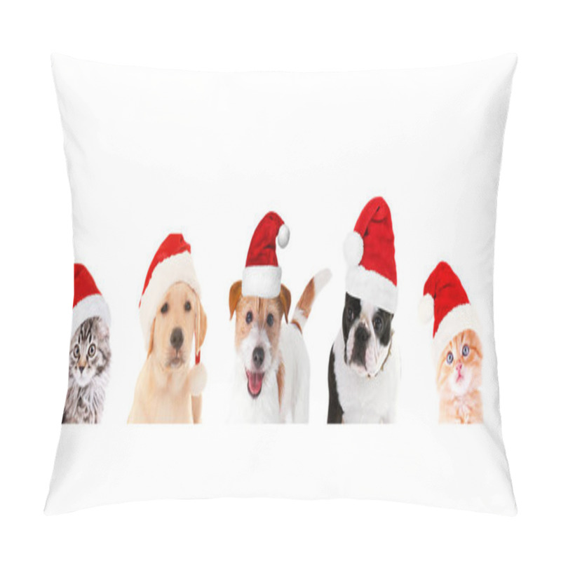 Personality  Funny Pets In Santa Hats Pillow Covers