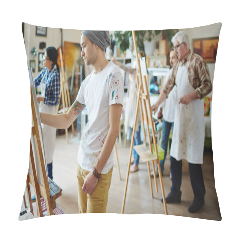 Personality  Young Artists Painting On Easel  Pillow Covers