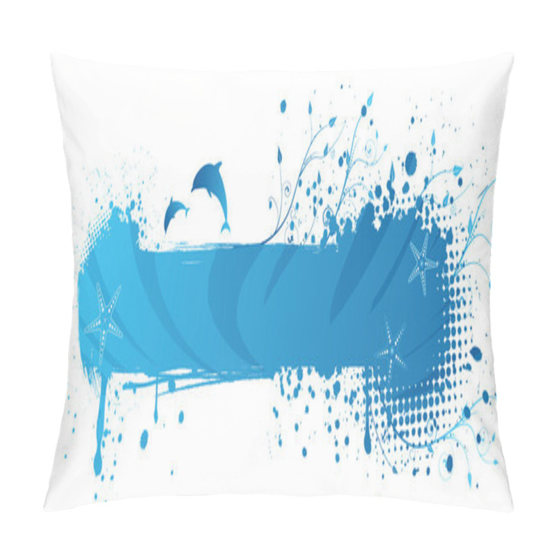 Personality  Blue Grunge Sea Banner Pillow Covers