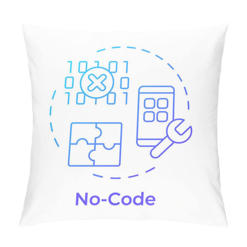 Personality  No Code Blue Gradient Concept Icon. App Development Without Programming Experience. Robotic Process Automation. Round Shape Line Illustration. Abstract Idea. Graphic Design. Easy To Use In Article Pillow Covers