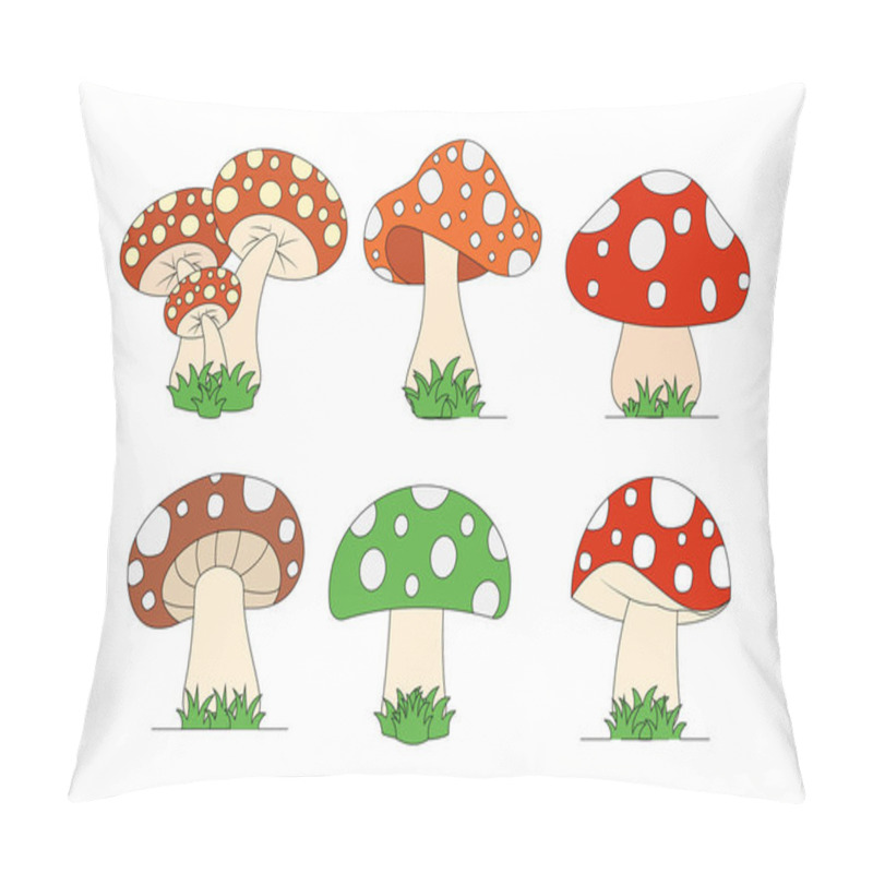 Personality  Cute Mushroom Collection, Simple Vector Illustration Pillow Covers