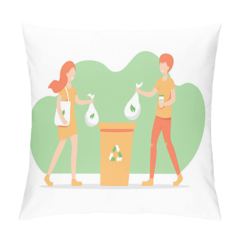 Personality  Girl And Guy Throws Out Trash Pillow Covers