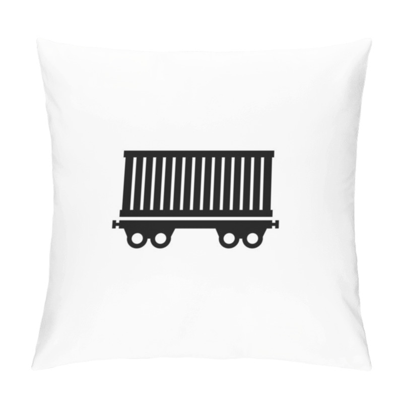 Personality  Vector Icon Of A Classic Black Freight Train Car. Pillow Covers