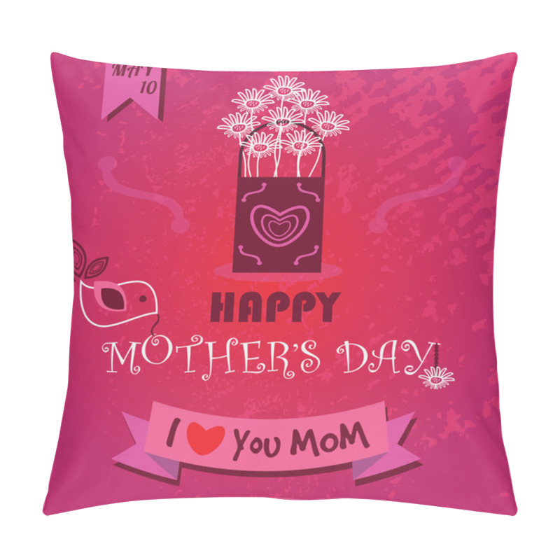 Personality  Happy Mother's Day - I Love You MOM On Pink Textured Background Pillow Covers