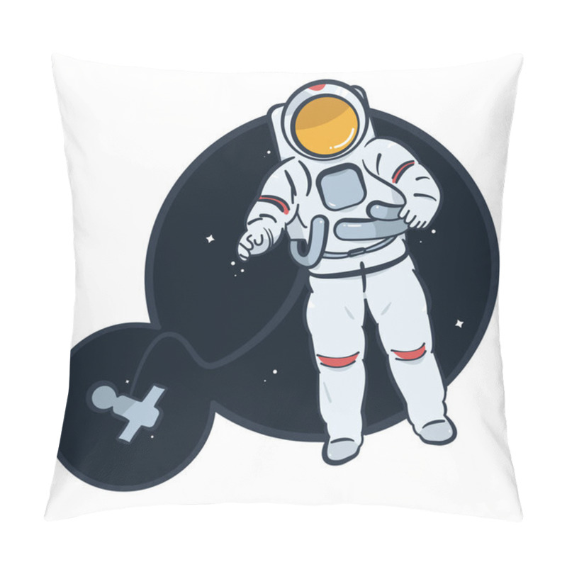 Personality  Astronaut Floats In Open Space Vector. Pillow Covers