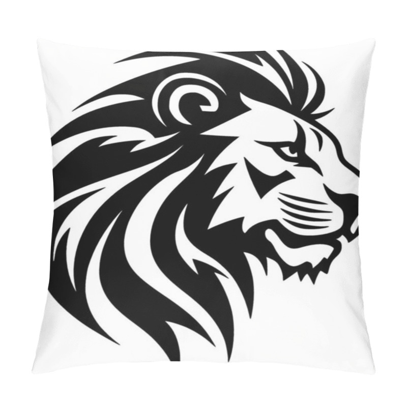 Personality  Lion - Black And White Vector Illustration Pillow Covers