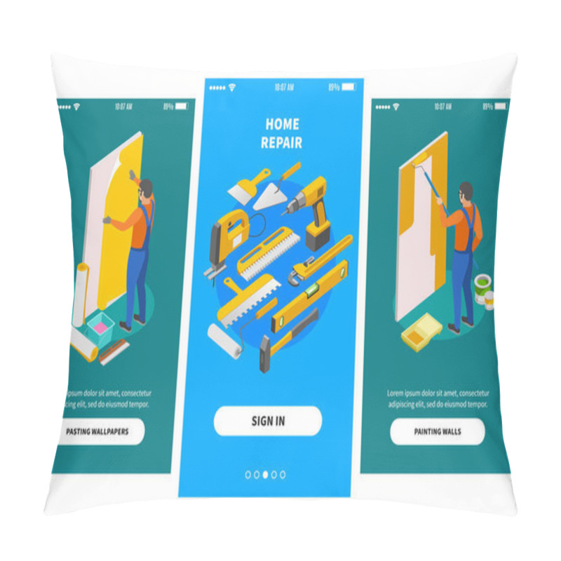 Personality  Home Repair Isometric Banners Pillow Covers