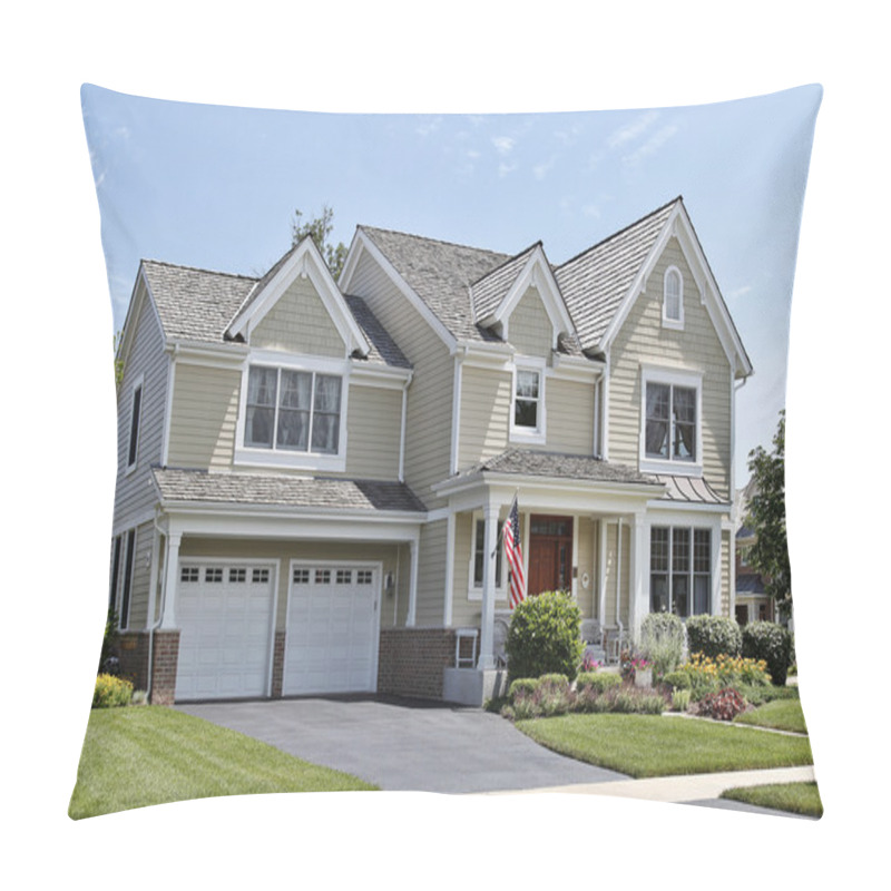 Personality  Suburban Home With Front Porch Pillow Covers