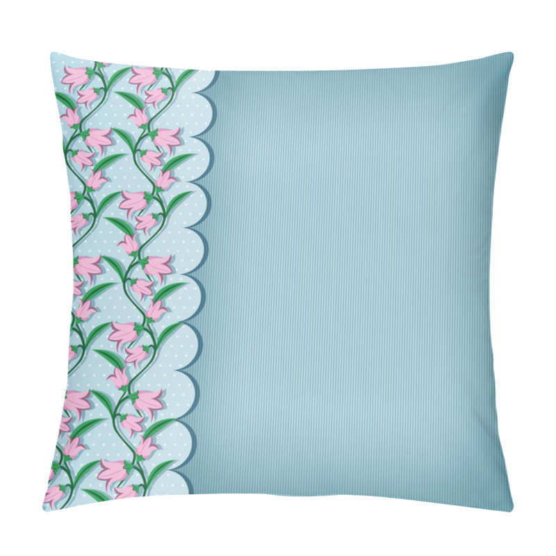 Personality  Blue Background With Flowers And Stripes - Vector Illustration Pillow Covers