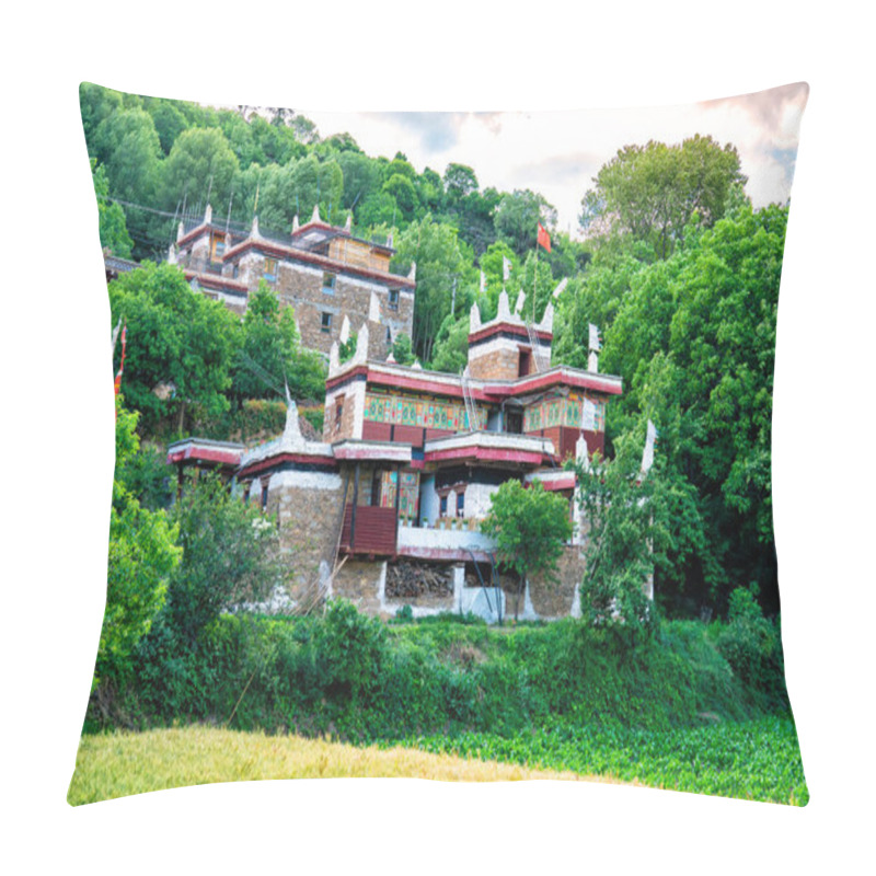 Personality  Jiaju Tibetan Village, A Tibetan Community In Western Sichuan, China. The Characteristic Dwellings Of Tibetan Areas In Sichuan. Jiaju Tibetan VillageDanba Local CastleSichuan Province In China Pillow Covers