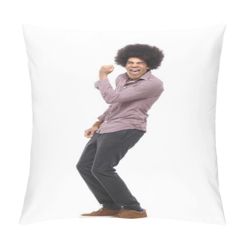 Personality  Happy Afro Man In Front Of A White Background Pillow Covers