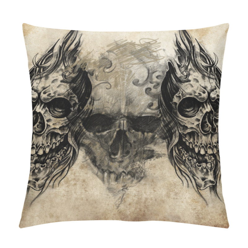 Personality  Sketch Of Tattoo Art Pillow Covers