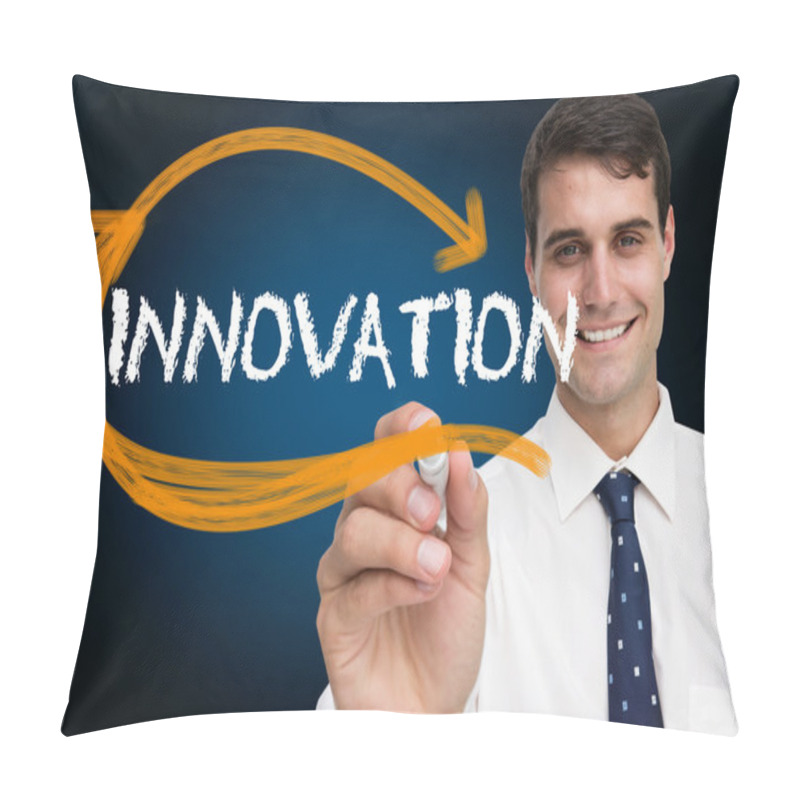 Personality  Businessman Writing Word Innovation Pillow Covers