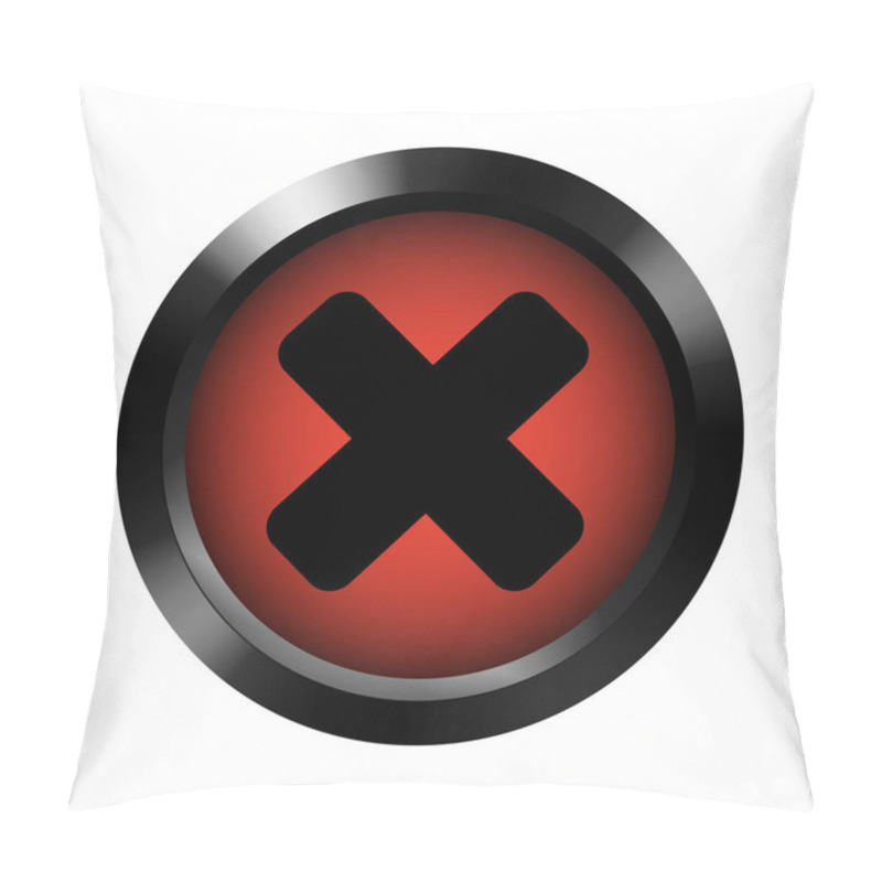 Personality  Cancel Button Red Icon Metal Frame Isolated Vector Pillow Covers