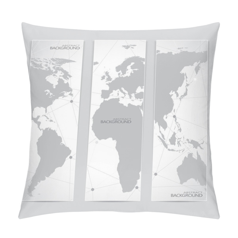 Personality  Collection Vertical Banner Design. World Map Molecule And Communication Background. Vector Illustration Pillow Covers