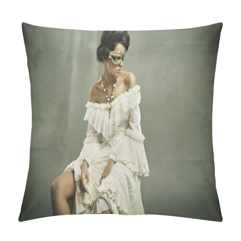 Personality  Fine Art Photo Of A Young Woman Wearing Mask Pillow Covers