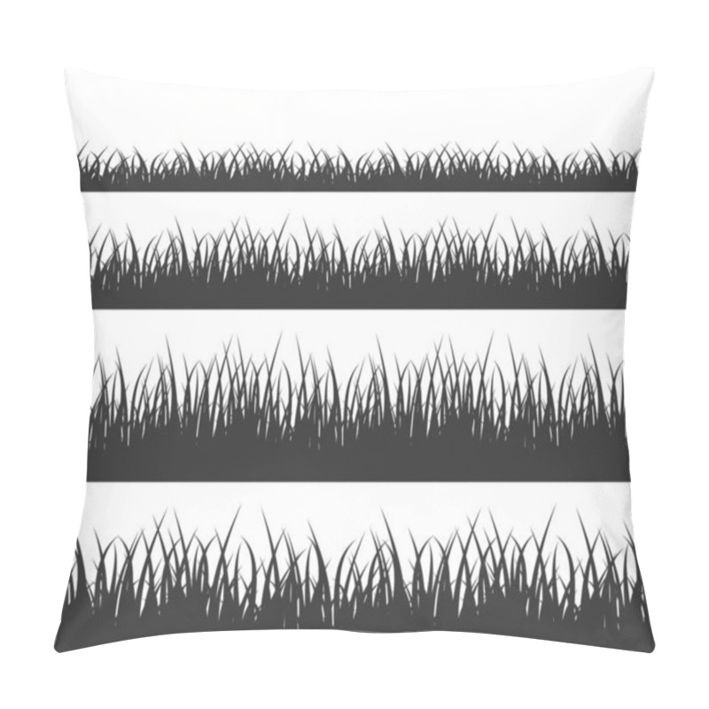 Personality  Green Grass Meadow Border Vector Pattern. Grass Background Vector Illustration Pillow Covers