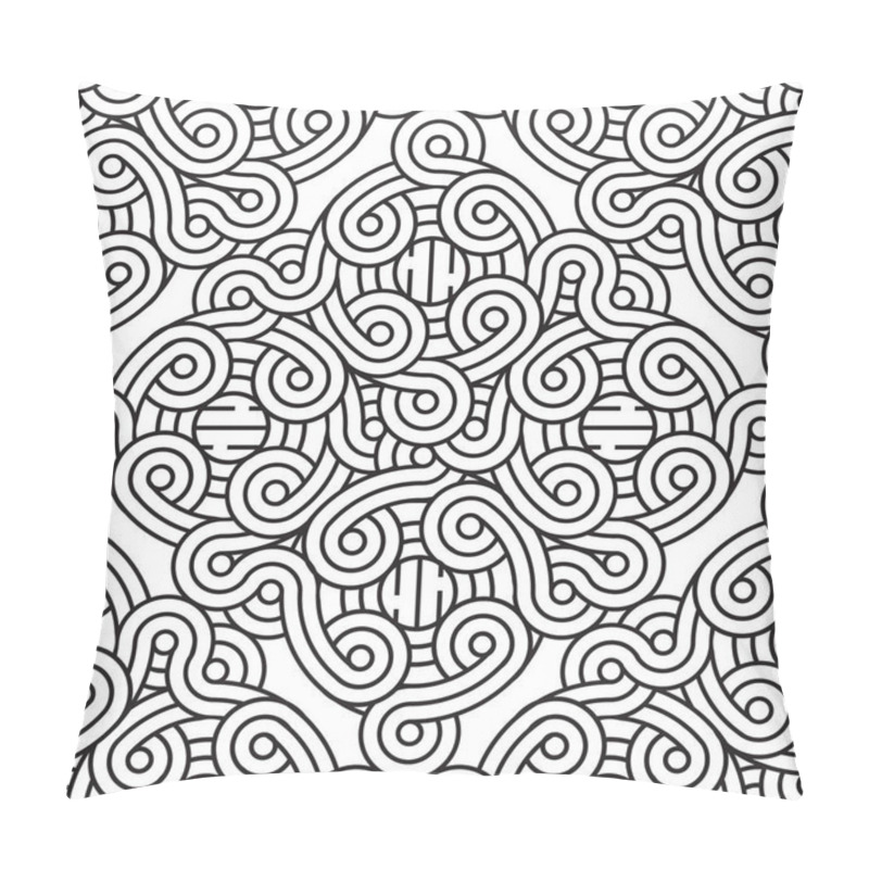 Personality  The Seamless Pattern Of Ornament. Black And White Repeated Background. Vector Design Pillow Covers