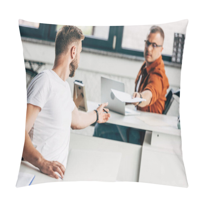 Personality  Handsome Young Businessmen Working Together At Modern Office Pillow Covers