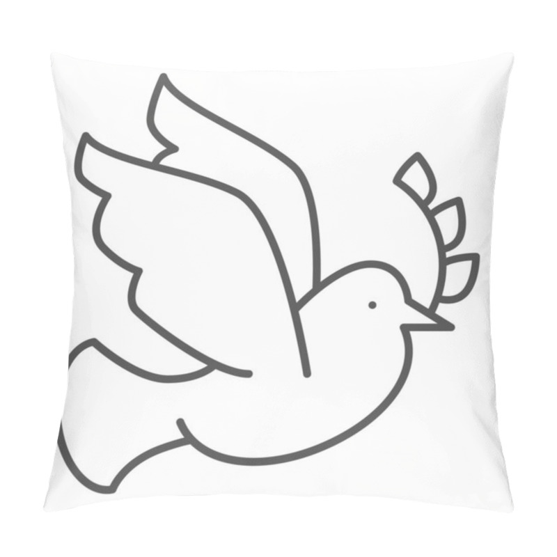 Personality  Dove With A Wreath Branch Thin Line Icon. Pigeon Carries An Olive Branch Outline Style Pictogram On White Background. Easter And Bird Dove Peace For Mobile Concept And Web Design. Vector Graphics. Pillow Covers