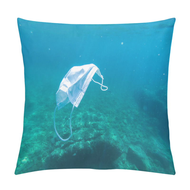 Personality  Disposable Protection Mask Under The Sea, Residues Of The Covid-19 Pandemic Pillow Covers